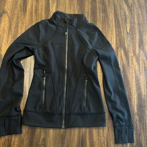 Ivivva black zip up jacket girls 10 Lululemon kids brand.